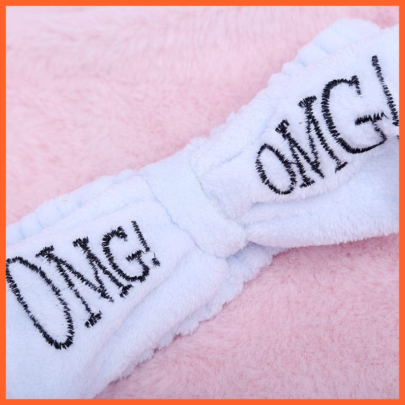whatagift.com.au Headband New OMG Letter Coral Fleece Bow Hairbands | Headwear Turban Hair Accessories