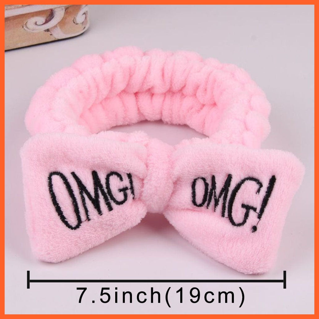 whatagift.com.au Headband New OMG Letter Coral Fleece Bow Hairbands | Headwear Turban Hair Accessories