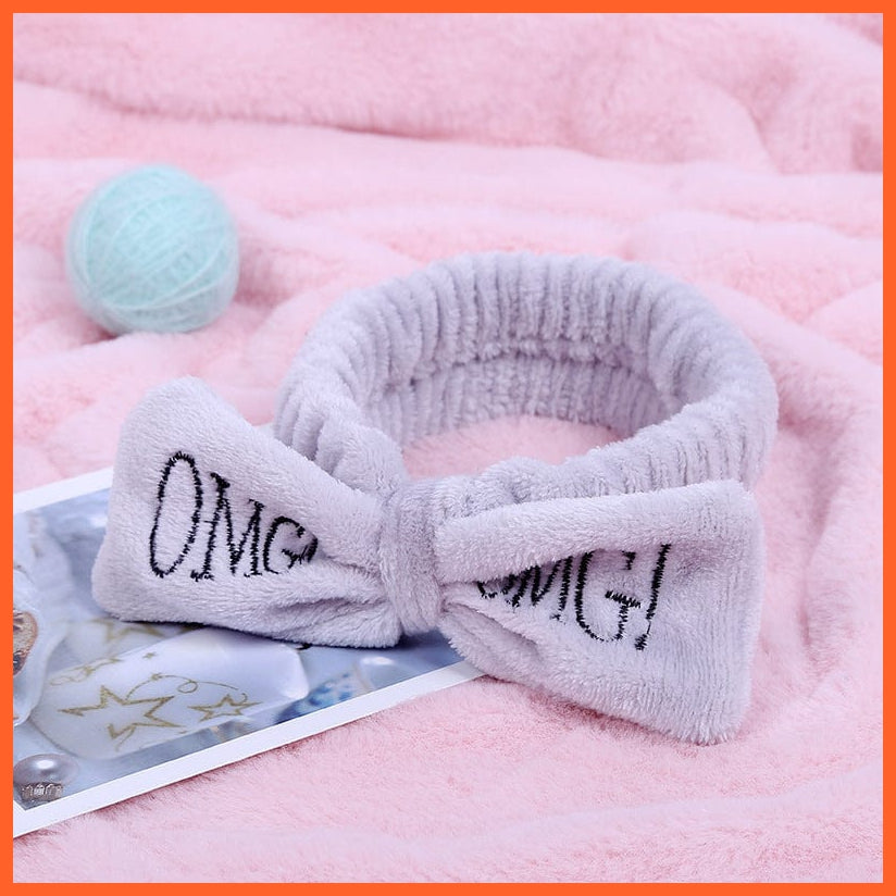 whatagift.com.au Headband New OMG Letter Coral Fleece Bow Hairbands | Headwear Turban Hair Accessories
