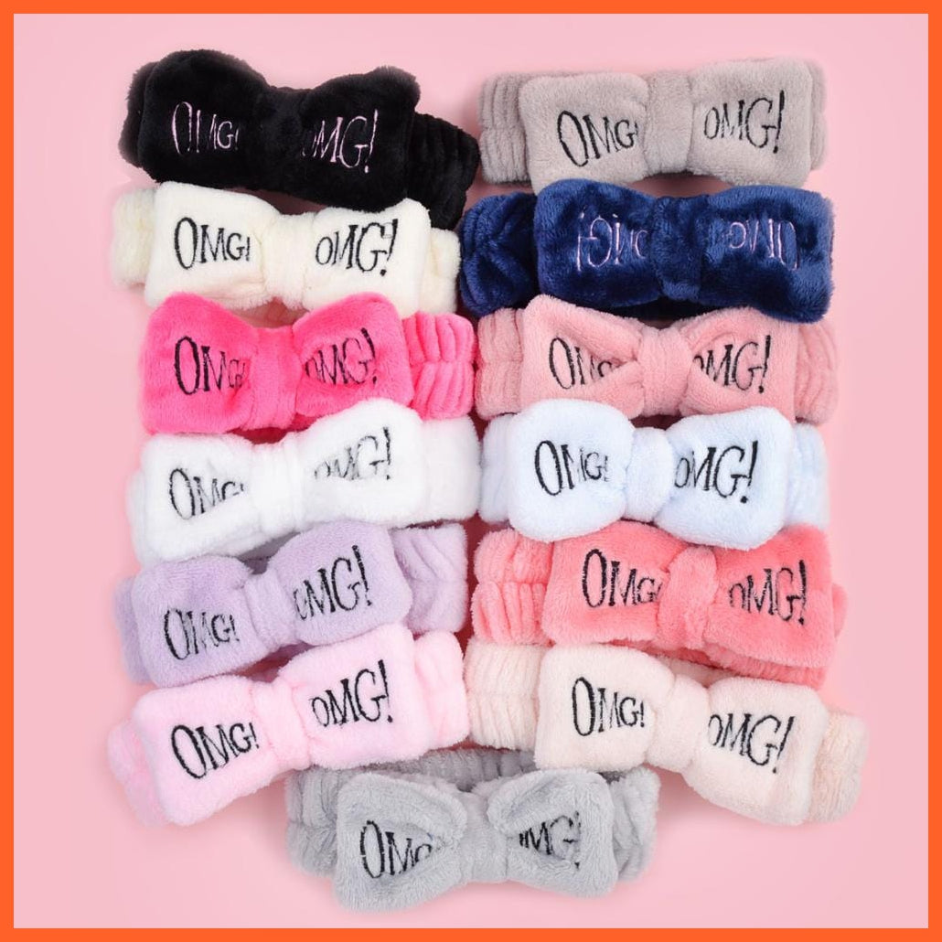 whatagift.com.au Headband New OMG Letter Coral Fleece Bow Hairbands | Headwear Turban Hair Accessories