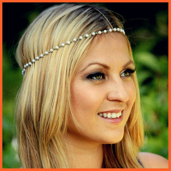 whatagift.com.au Headband P1 1pcs Vintage Bridal Headband Faux Crystal Pearl Tiara Drop Hair Accessories