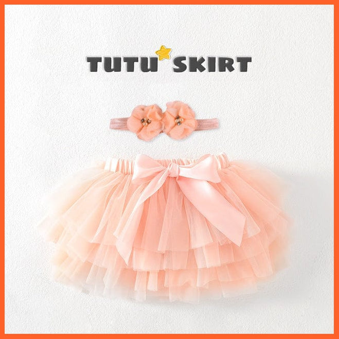 whatagift.com.au Headband Peach / 12M Copy of Baby Girls Tulle Infant Newborn Tutu  2pcs Short Skirts+Headband Set