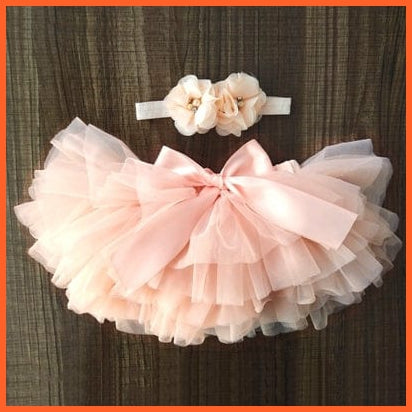 whatagift.com.au Headband Peach powder / 12M Baby Girls Infant Newborn 2pcs Rainbow Short Skirts | Headband Set Tutu Skirts