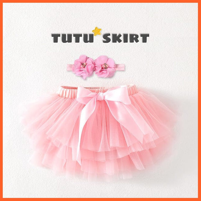 whatagift.com.au Headband Pink / 12M Baby Girls Tulle Infant Newborn Tutu  2pcs Short Skirts+Headband Set