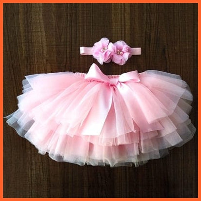 whatagift.com.au Headband Pink / 24M Baby Girls Infant Newborn 2pcs Rainbow Short Skirts | Headband Set Tutu Skirts