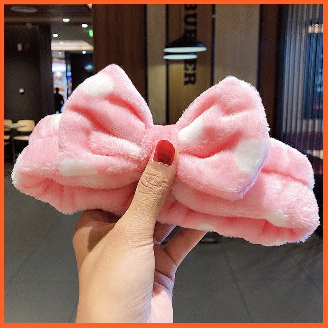 whatagift.com.au Headband pink dot Soft Warm Coral Fleece Bow Animal Headband | Women Girls Turban Hair Accessories