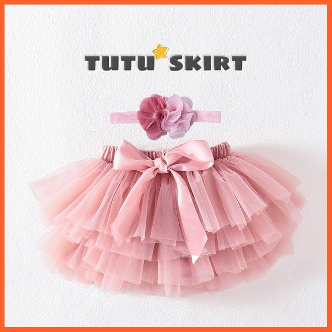 whatagift.com.au Headband Pink2 / 12M Baby Girls Tulle Infant Newborn Tutu  2pcs Short Skirts+Headband Set