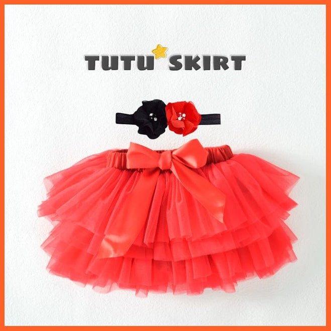 whatagift.com.au Headband Red / 12M Baby Girls Tulle Infant Newborn Tutu  2pcs Short Skirts+Headband Set