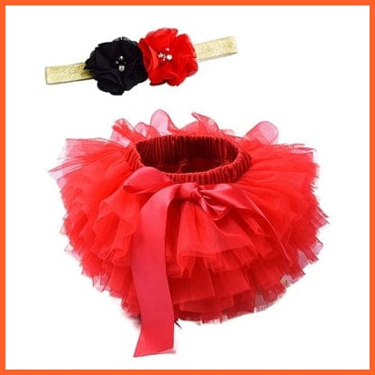 whatagift.com.au Headband Red / 3T Baby Girls Infant Newborn 2pcs Rainbow Short Skirts | Headband Set Tutu Skirts