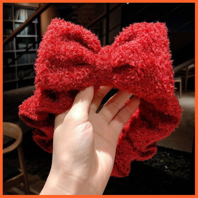whatagift.com.au Headband red big bow Soft Warm Coral Fleece Bow Animal Headband | Women Girls Turban Hair Accessories