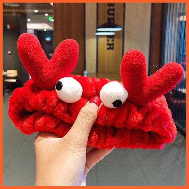 whatagift.com.au Headband red crab Soft Warm Coral Fleece Bow Animal Headband | Women Girls Turban Hair Accessories