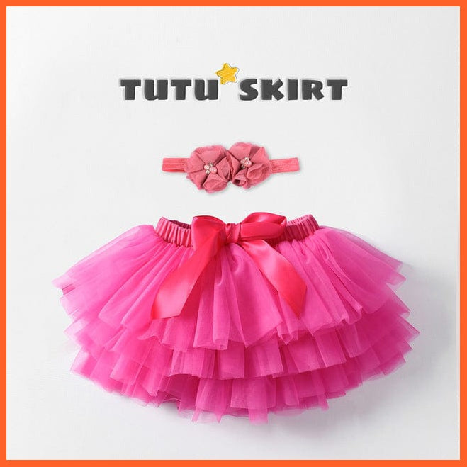 whatagift.com.au Headband Rose Red / 12M Baby Girls Tulle Infant Newborn Tutu  2pcs Short Skirts+Headband Set