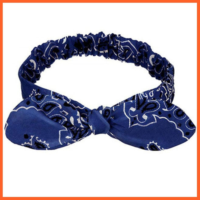 whatagift.com.au Headband S1-Blue Copy of New Boho Soft Solid Print Headbands | Vintage Cross Knot Elastic Turban Bandanas