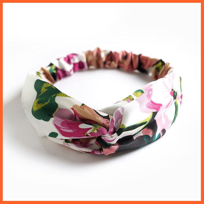 whatagift.com.au Headband S12 New Boho Soft Solid Print Headbands | Vintage Cross Knot Elastic Turban Bandanas