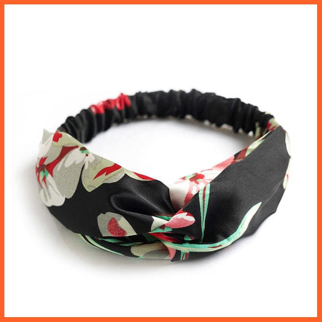 whatagift.com.au Headband S14 New Boho Soft Solid Print Headbands | Vintage Cross Knot Elastic Turban Bandanas