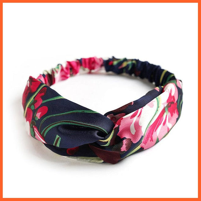 whatagift.com.au Headband S15 New Boho Soft Solid Print Headbands | Vintage Cross Knot Elastic Turban Bandanas