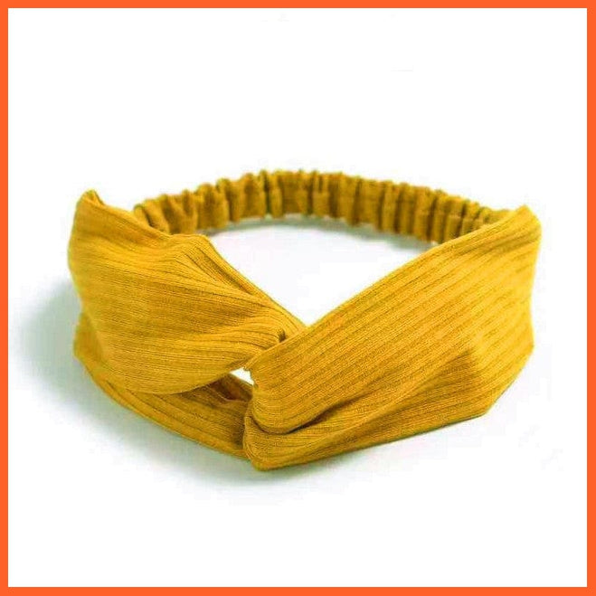 whatagift.com.au Headband S16 New Boho Soft Solid Print Headbands | Vintage Cross Knot Elastic Turban Bandanas