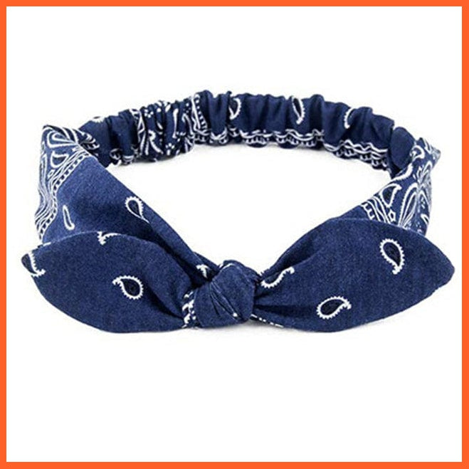 whatagift.com.au Headband S2-Dark Blue Copy of New Boho Soft Solid Print Headbands | Vintage Cross Knot Elastic Turban Bandanas