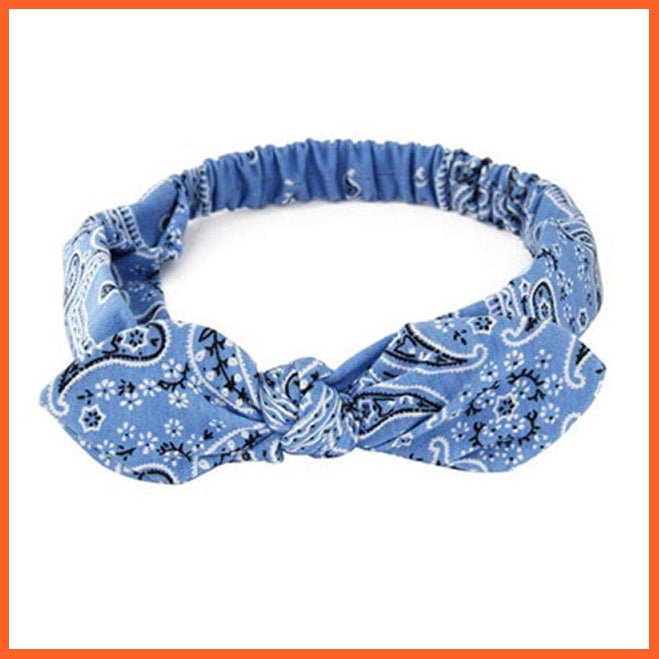 whatagift.com.au Headband S2-Light Blue Copy of New Boho Soft Solid Print Headbands | Vintage Cross Knot Elastic Turban Bandanas