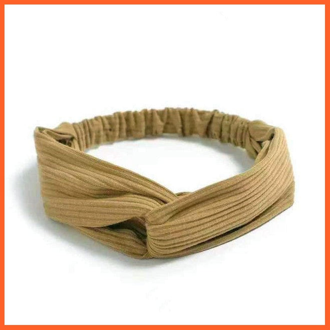 whatagift.com.au Headband S22 New Boho Soft Solid Print Headbands | Vintage Cross Knot Elastic Turban Bandanas