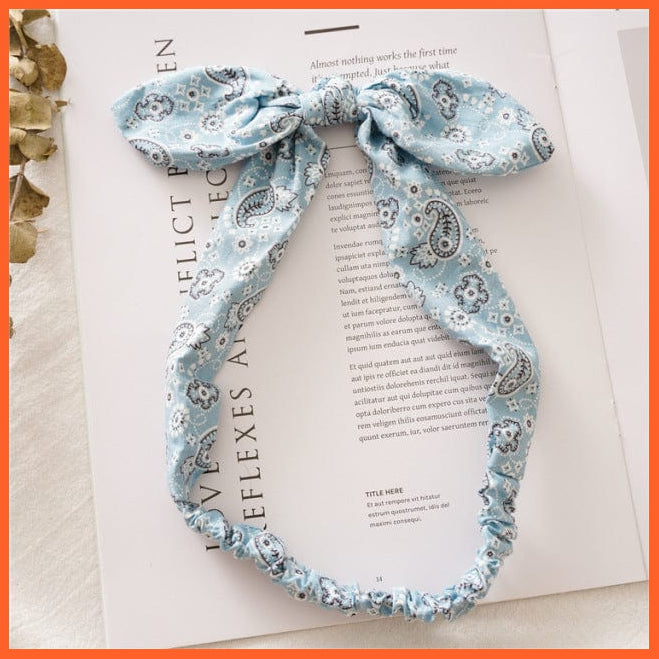 whatagift.com.au Headband S3-Light Blue New Boho Soft Solid Print Headbands | Vintage Cross Knot Elastic Turban Bandanas