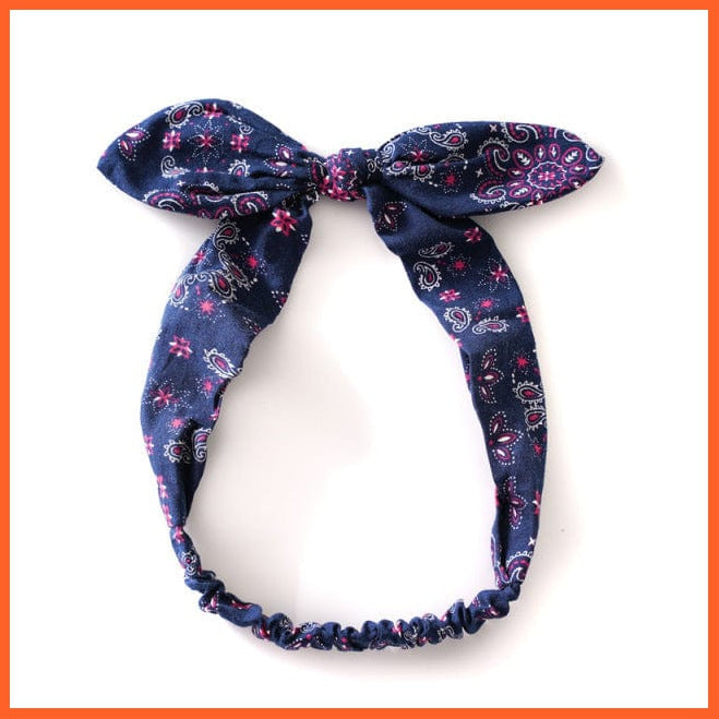 whatagift.com.au Headband S3-Navy New Boho Soft Solid Print Headbands | Vintage Cross Knot Elastic Turban Bandanas