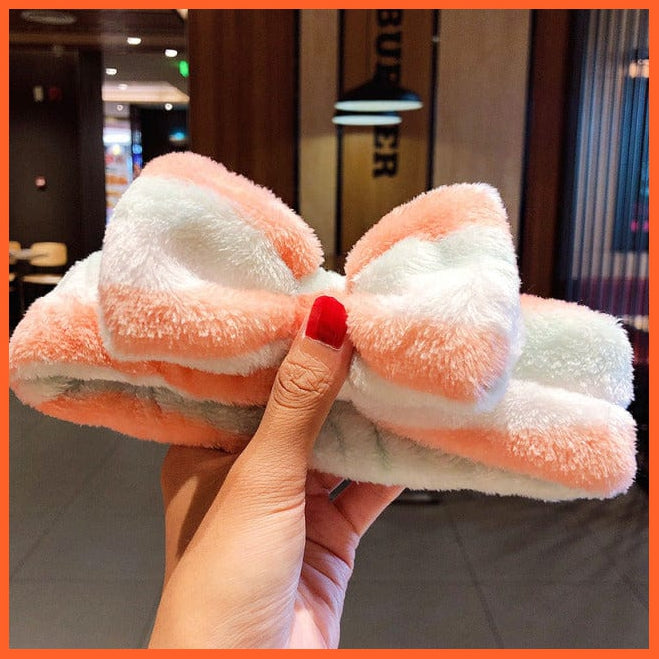 whatagift.com.au Headband Soft Warm Coral Fleece Bow Animal Headband | Women Girls Turban Hair Accessories