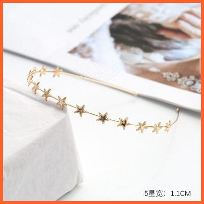 whatagift.com.au Headband T11-Gold Colorful Rhinestone Flower Leaf Hair Hoop Headband | Women Bezel Hair Band