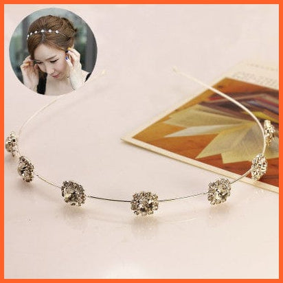 whatagift.com.au Headband T13-Silver Colorful Rhinestone Flower Leaf Hair Hoop Headband | Women Bezel Hair Band