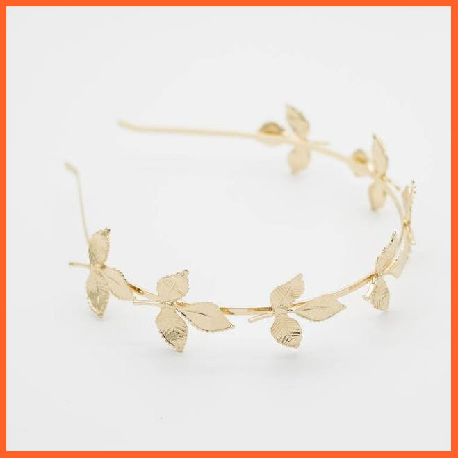 whatagift.com.au Headband T6-Gold Colorful Rhinestone Flower Leaf Hair Hoop Headband | Women Bezel Hair Band