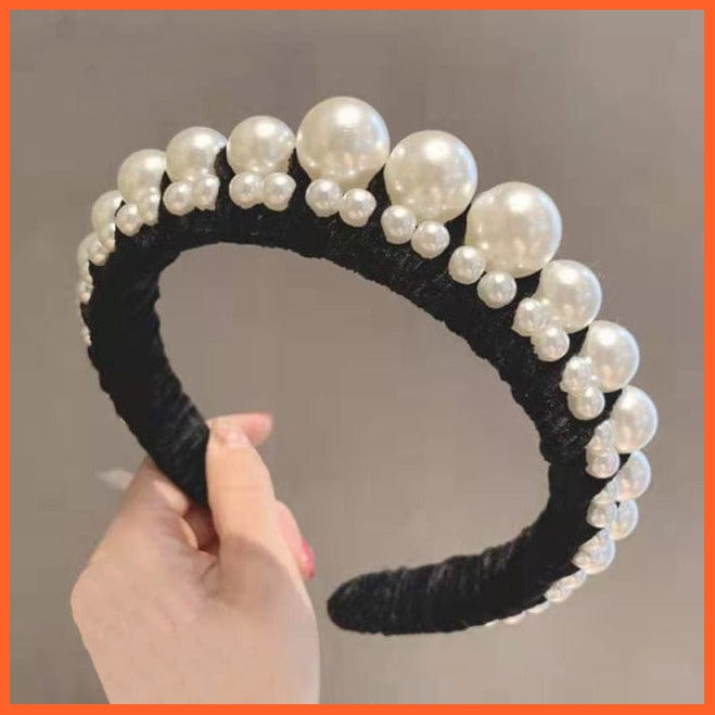 whatagift.com.au Headband TS2053-12 / China Hair Hoop women hairbands | Sweet Beaded Pearl Hair Accessories