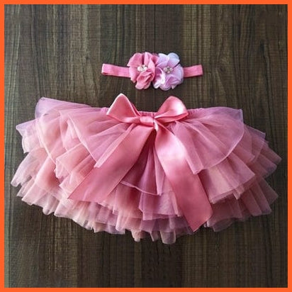 whatagift.com.au Headband watermelon red / 3M Baby Girls Infant Newborn 2pcs Rainbow Short Skirts | Headband Set Tutu Skirts
