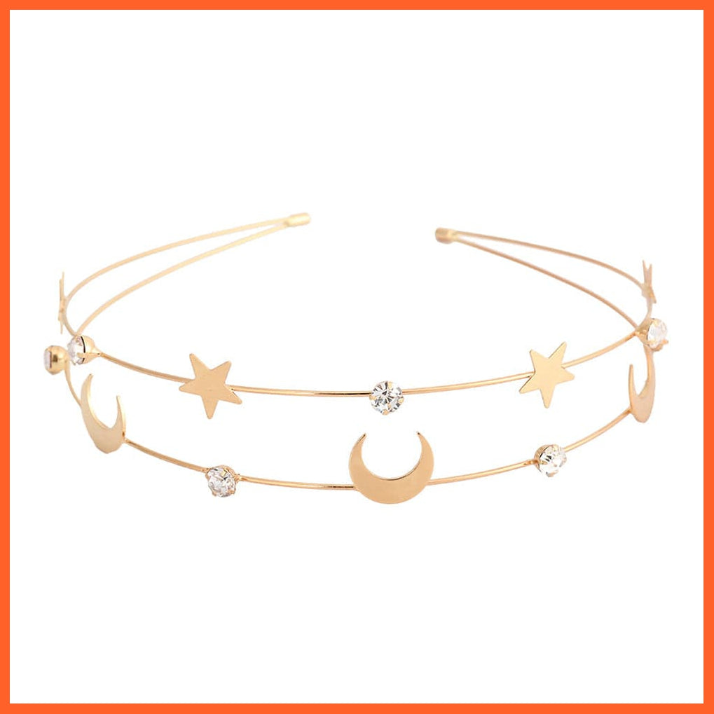 whatagift.com.au Headband Women's Gold Sliver Metal Hairband | Tiara Rhinestones Pearl Girls Headwear