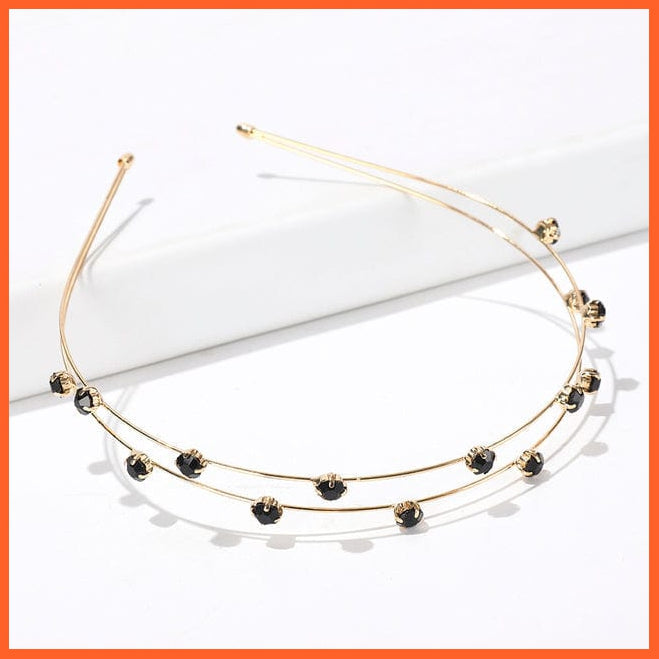 whatagift.com.au Headband Women's Gold Sliver Metal Hairband | Tiara Rhinestones Pearl Girls Headwear