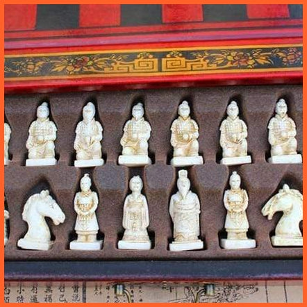 High Quality Chess Set | Beautiful Wooden Board Terracotta Warriors And Horses Chess Set | whatagift.com.au.