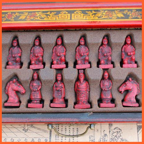 High Quality Chess Set | Beautiful Wooden Board Terracotta Warriors And Horses Chess Set | whatagift.com.au.