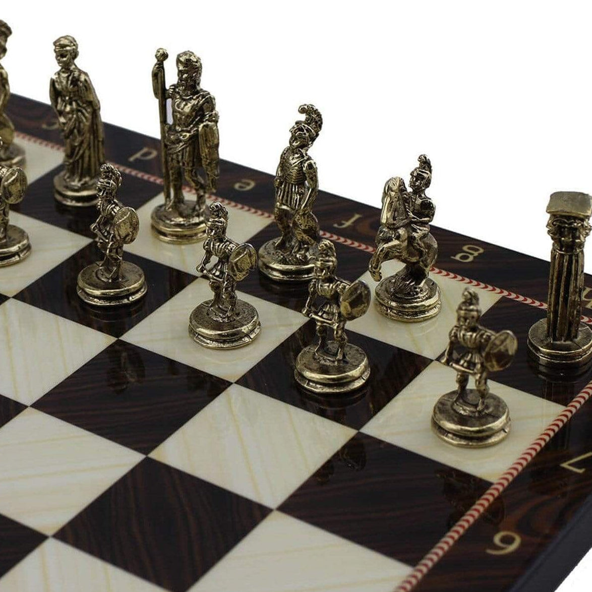 Historical Figures Of Rome Metal Chess Set | Handmade Pieces | Wooden Chess Board | whatagift.com.au.