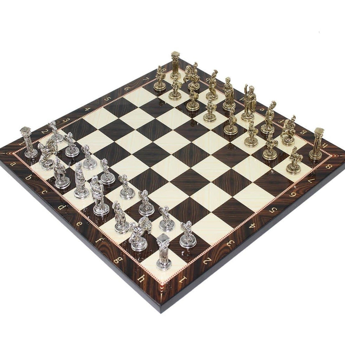 Historical Figures Of Rome Metal Chess Set | Handmade Pieces | Wooden Chess Board | whatagift.com.au.