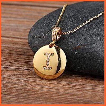Gold Plated Initials Pendant And Necklace | Girls Initial Letter Necklace Gold 26 Letters Charm Necklaces Pendants Copper Cz Jewellery | whatagift.com.au.