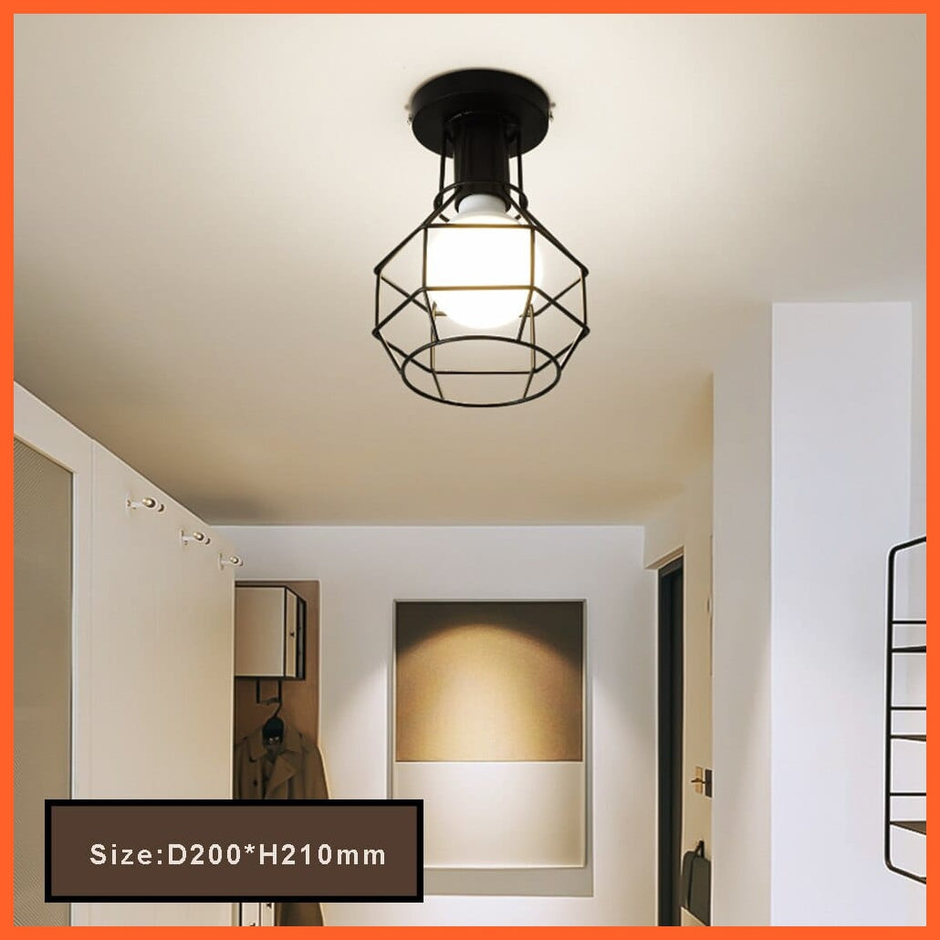 whatagift.com.au I No with Bulb / China Retro Loft E27 LED Ceiling Lamp | Indoor Cage Vintage Ceiling Lighting