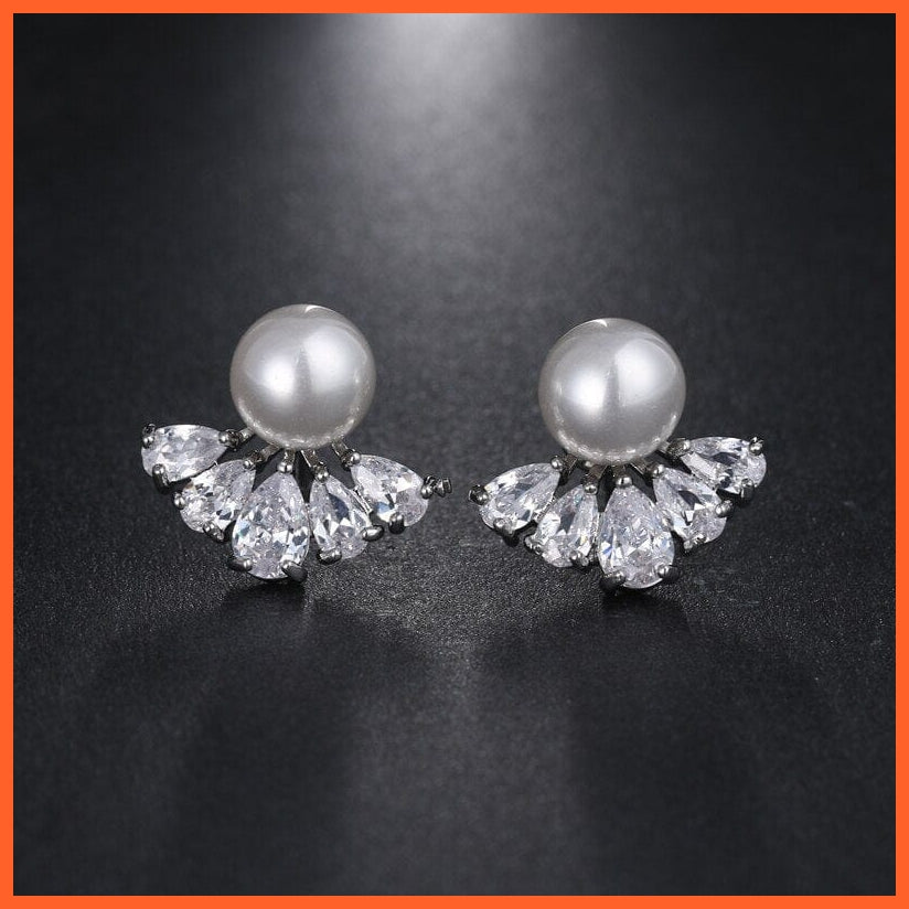 whatagift.com.au Imitation Pearl Drop Earrings with Cubic Zirconia For Women