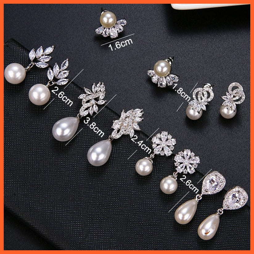 whatagift.com.au Imitation Pearl Drop Earrings with Cubic Zirconia For Women