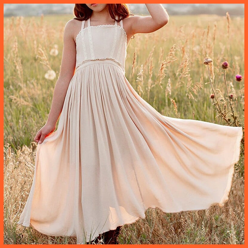 whatagift.com.au Ivory / 3T Plus Size Summer Cotton Slip Dress for Girls | Princess Long Dresses Vestidos