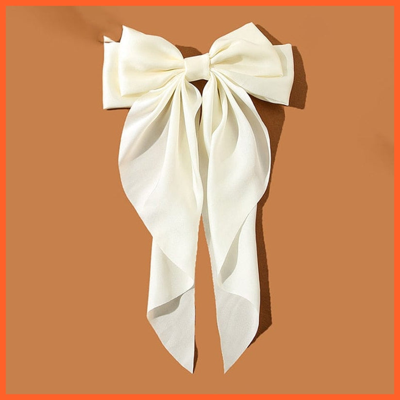 whatagift.com.au Ivory Women Large Bow Hairpin | Summer Chiffon Big Bowknot Clip | Hair Accessories