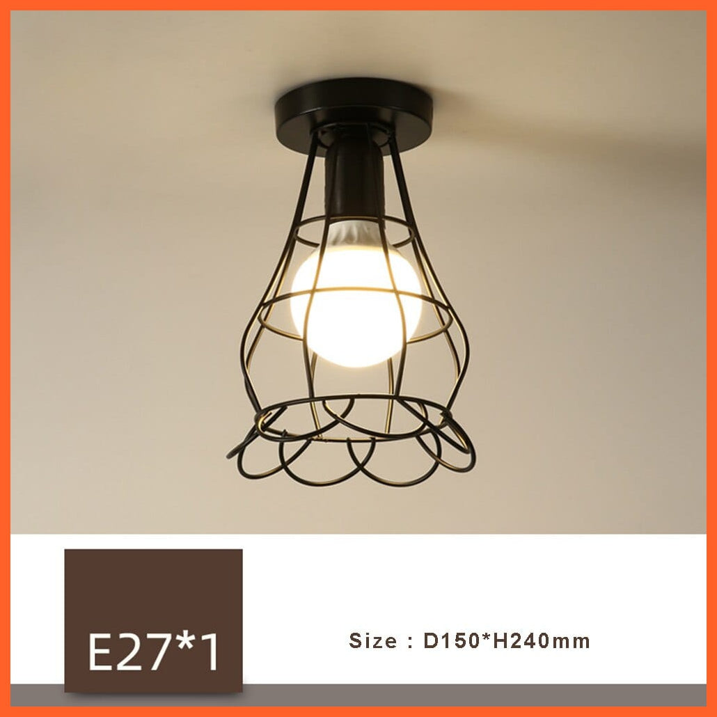 whatagift.com.au J No with Bulb / China Retro Loft E27 LED Ceiling Lamp | Indoor Cage Vintage Ceiling Lighting