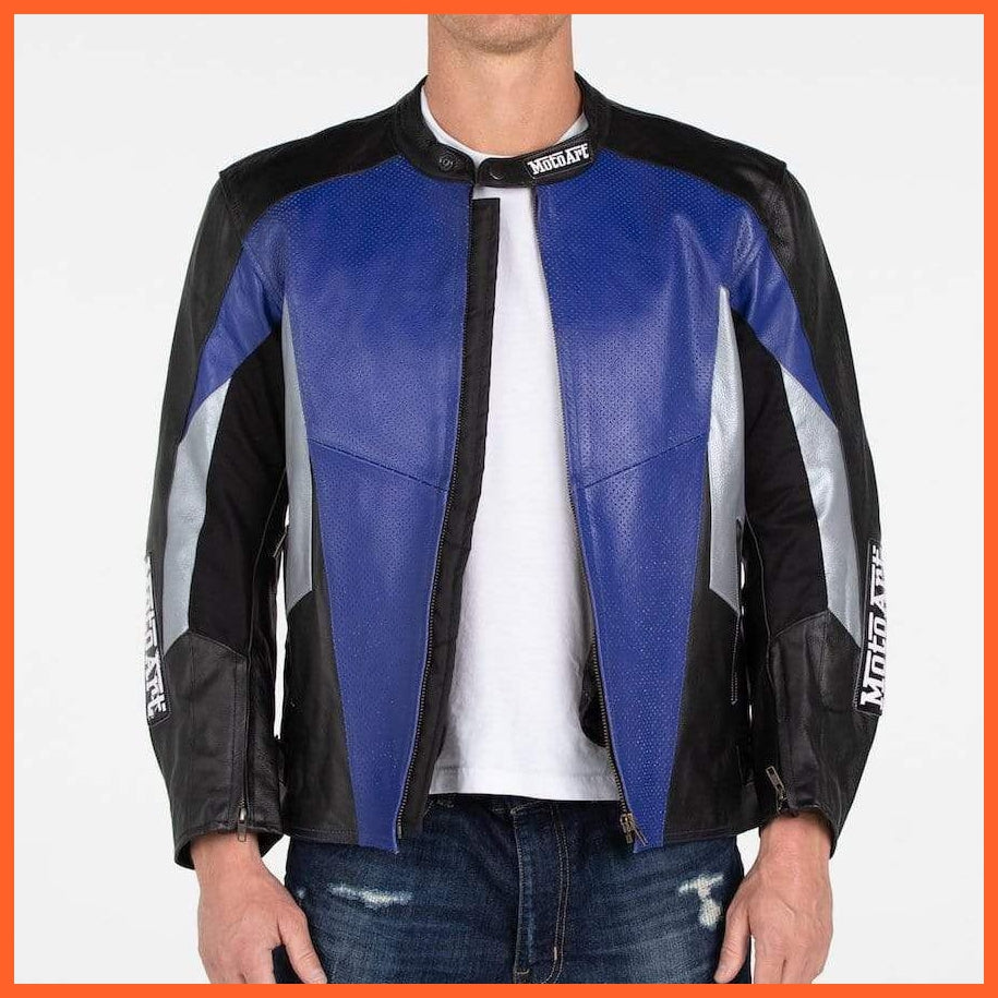 Motoart Racing Pro Series I Blue, Silver & Black Perforated Biker | whatagift.com.au.
