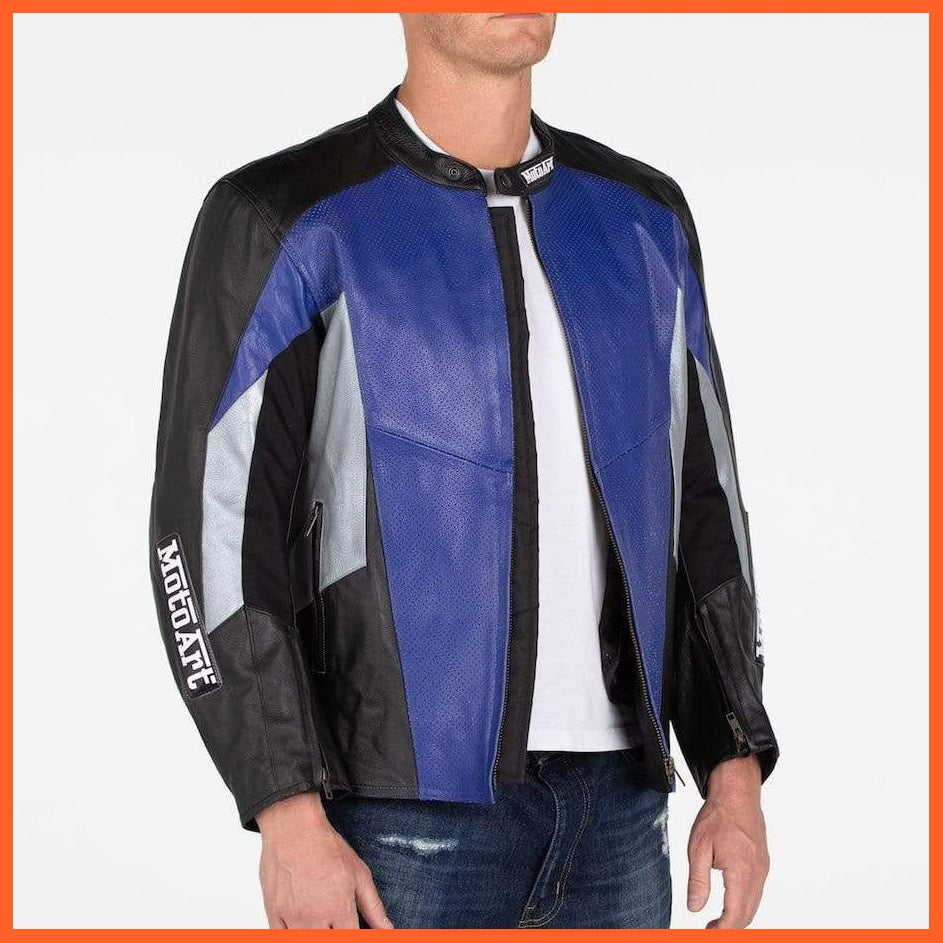 Motoart Racing Pro Series I Blue, Silver & Black Perforated Biker | whatagift.com.au.