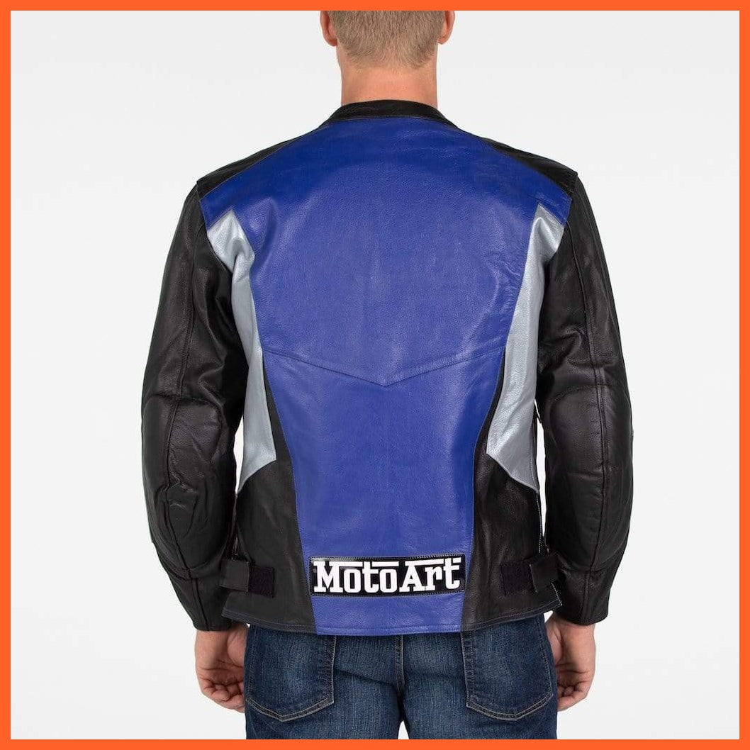 Motoart Racing Pro Series I Blue, Silver & Black Perforated Biker | whatagift.com.au.
