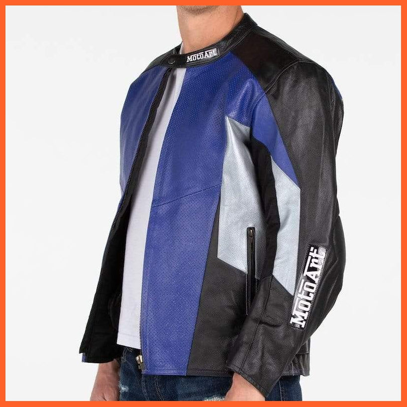 Motoart Racing Pro Series I Blue, Silver & Black Perforated Biker | whatagift.com.au.