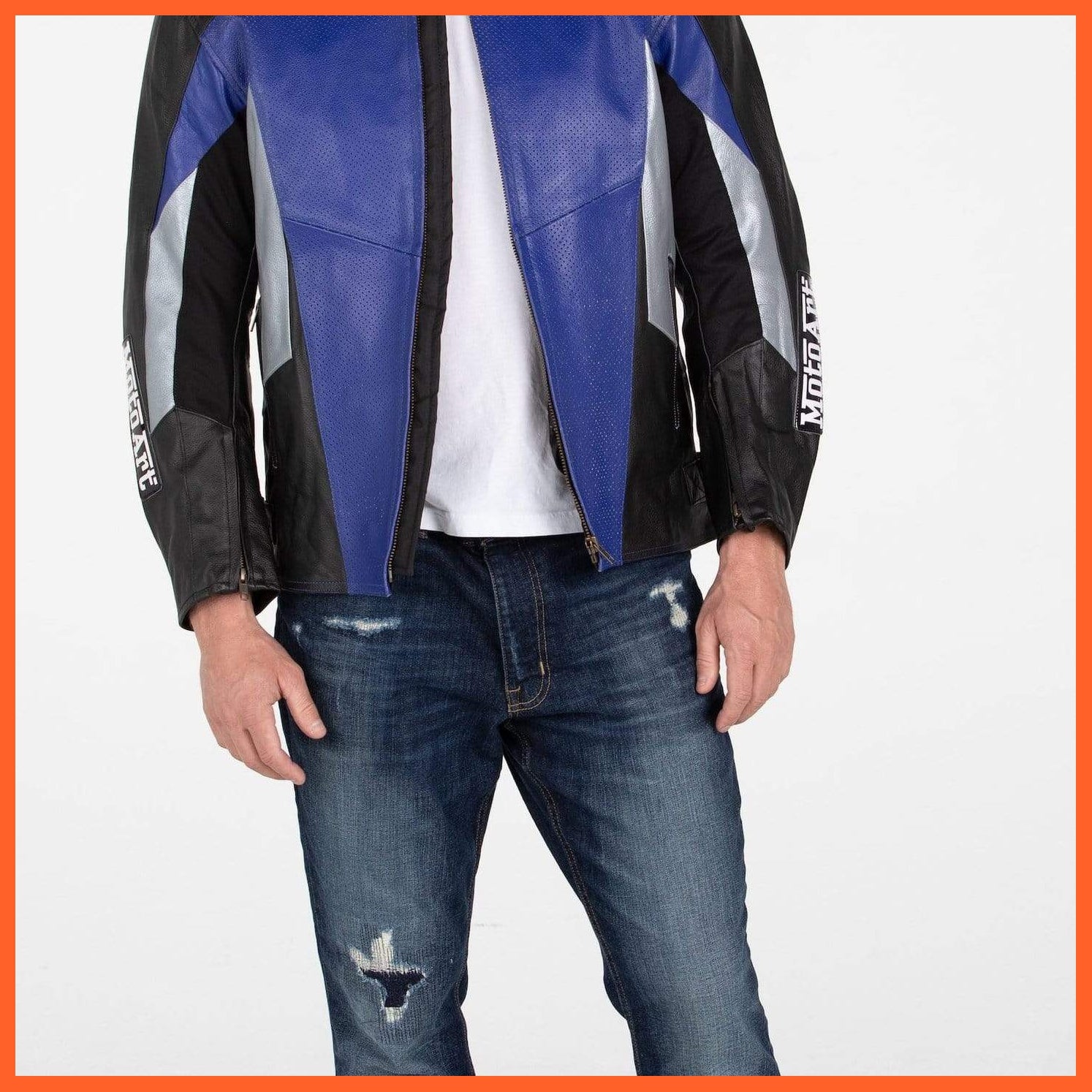 Motoart Racing Pro Series I Blue, Silver & Black Perforated Biker | whatagift.com.au.
